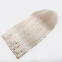 Premium Naturel Blanc Platine Cendré Blonde Remy Réel Russe Vierge Extension de Cheveux Teint Invisible Injecté PU Clip-In Cheveux Humains