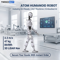 TERKOBOT ATOM Max, Robot Humanoide Bípedo de Tamaño Completo, 41DOF, Carga Útil de 7 kg, IA Incorporada, Robot de Servicio Industrial con Control Remoto MR