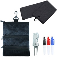 Amrta Professional Nouvelle Arrivée Kit de Nettoyage de Golf Personnalisé avec Logo, Ensemble Cadeau, Serviette de Golf, Brosse de Nettoyage de Clubs, Outil de Réparation de Divots, Balle