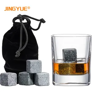 Customized Whisky Cooling Stones Reusable Granite Chilling Whiskey Ice Cube for Drink in Gift Set Box