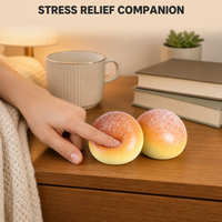 Jouet Squishy en forme de Boule de Pain Vapeur, à remontée lente, base crème imprimée, anti-stress, compagnon de bureau