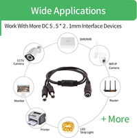 Câble répartiteur d'alimentation cc DC 5.5mm X 2.1mm prise femelle à 2 prises mâles Y adaptateur d'extension d'alimentation pour caméras de vidéosurveillance bande lumineuse LED