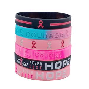 Bracelet en silicone rose pour la sensibilisation au cancer du sein, bijou décoratif imperméable - Product Image 3