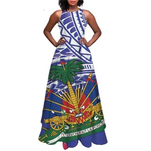 Эластичное женское платье для выпускного вечера с принтом на заказ, повседневные Длинные платья OEM ODM, популярная полинезийская одежда премиум-класса на заказ
