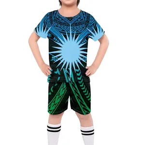 Hot Sale Polynesian Marshall Islands Latest Kids Football Jersey Set Children Soft Touch Custom Soccer Jersey Luxury Gym Clothes