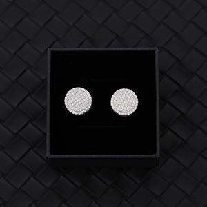 Boucles d'oreilles en argent 925 avec diamants moissanite ronds sertis de pierres brillantes, bijoux fins pour femmes - Product Image 4