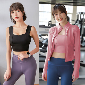 סתיו חורף אישה חמוד ארוך שרוול Tracksuits Slim Fit לרכוס מעיל למעלה + יוגה מכנסיים ריצה חליפות 3 חתיכה סט - Product Image 1