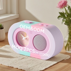 Cadeau Mignon <span class=keywords><strong>Anime</strong></span> Mechanical Quartz Mini Table Minimal Desktop Pink Small Alarm Analog Clock on Desk with Sound Voice Recording - Product Image 1