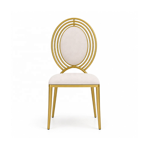 Chaise de réception ovale moderne pour hôtel, en acier inoxydable doré, avec coussin en cuir, pour événements extérieurs et salles de mariage - Product Image 2