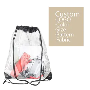 Custom PVC Drawstring Backpack Mochila Con Sac A Cordon Clear Bag Stadium Approved Transparent Rucksack Draw string Back Pack