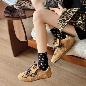 <span class=keywords><strong>Calze</strong></span> Invernali da Donna Stile Instagram, Trendy, con Stampa Leopardata e Pois, a Metà Polpaccio, Spesse, Senza Cuciture, in Cotone - Product Image 3