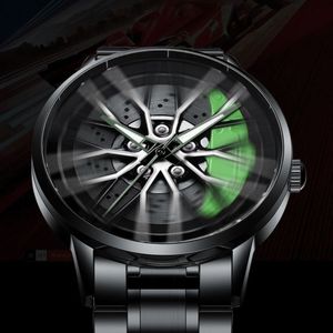 Super <span class=keywords><strong>Jante</strong></span> De Voiture Spinning Montre Homme 42mm 360 Roue Cadran Rotatif Bracelet En <span class=keywords><strong>Acier</strong></span> Inoxydable Montre-Bracelet Étanche Montres À Quartz Horloge - Product Image 4