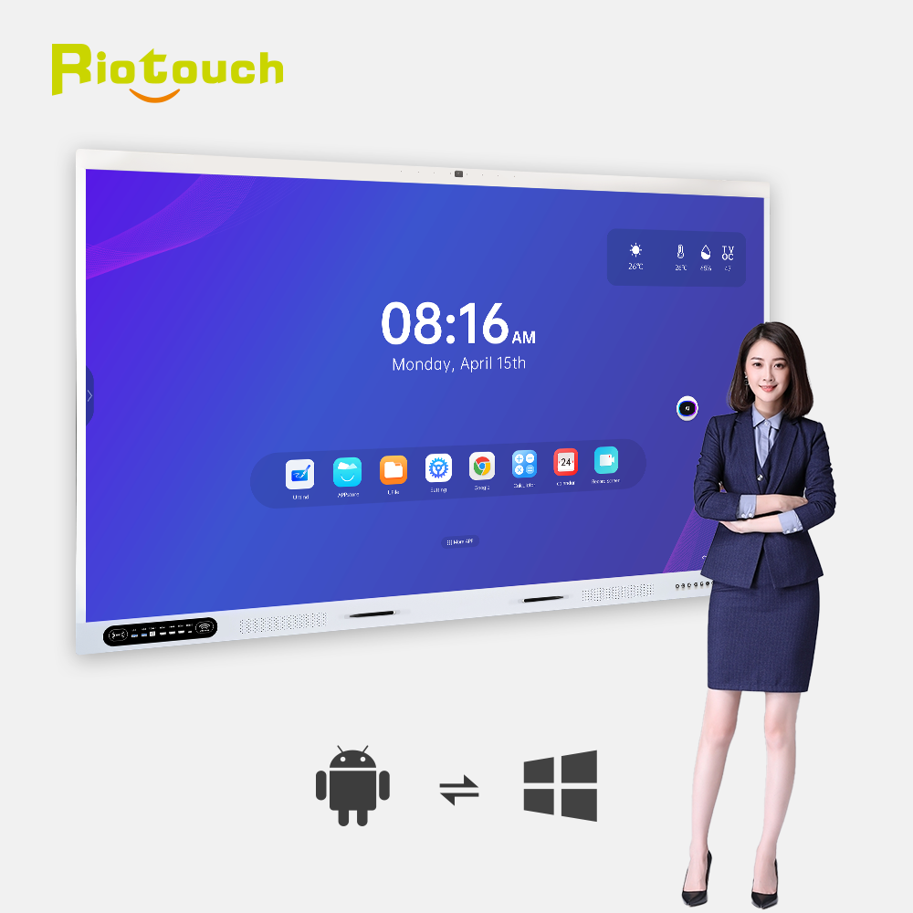 Riotouch 110-Inch 4K Dual System Interactive Smart Board for Office & School Meetings Digital Flat Panel for Effective Teaching