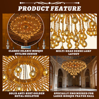 Lustre LED rond multi-couches personnalisé de grande taille pour mosquée, restaurant, hall d'entrée, salle de prière