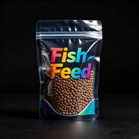 Sacs transparents imprimés sur mesure avec fermeture éclair pour l'emballage d'aliments pour poissons, sachets barrière à l'oxygène pour granulés de carpes koï et flocons tropicaux
