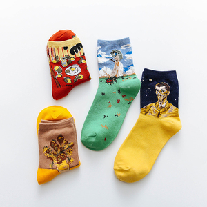 Lot de paires de chaussettes <span class=keywords><strong>Van</strong></span> <span class=keywords><strong>Gogh</strong></span> fleuries et citron, paires de peinture unisexes, professionnelles, vente en gros - Product Image 4