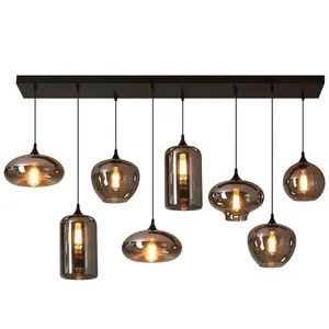 2021 Kitchen island smoke grey glass ball hanging lamp restaurant decorative nordic modern glass pendant light