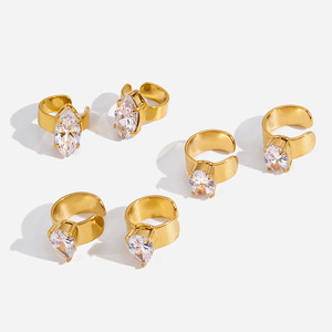 Pendientes de Clip con Zirconia en Forma de Lágrima, Engaste de Garra, Joyería para Mujer de Uso Diario - Product Image 1