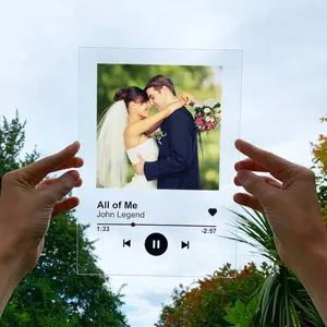 Personalizzato Da Sposa Anniversario Amicizia Regalo di Vetro Acrilico di Arte Canzone spotify Placca