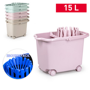 Secchio con ruote da 15 litri con griglia di drenaggio per la conservazione e l'organizzazione domestica - Product Image 1