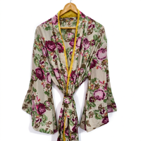 Robe en soie longue jusqu'aux chevilles, robe multicolores, robe de nuit, robe indienne vintage en soie recyclée, kimono en sari