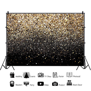 Telón de fondo negro y dorado, puntos dorados, fondo abstracto Vintage para fiesta de cumpleaños familiar, accesorios de <span class=keywords><strong>estudio</strong></span> para recién nacidos, decoración - Product Image 2