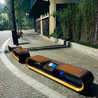 Bangku Taman Tenaga Surya Baja Galvanis dengan Lampu LED & Pengisian Daya Ponsel Cepat, Furnitur Santai Luar Ruangan dengan Fungsi yang Dapat Disesuaikan.