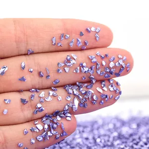 50g/sac de pierres concassées en verre irisées irrégulières, utilisées pour le remplissage de moules en résine époxy UV/bijoux faits main DIY - Product Image 2