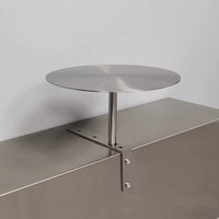 Table d'appoint murale ronde en acier inoxydable, support de tasse à café incurvé à fixation par pince, style moderne et minimaliste