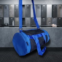 Sac de sport cylindrique bleu avec double sangle et fermeture à glissière