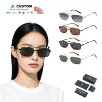 Gafas de Sol de Moda al por Mayor, Elegantes, Vintage, de Diseñador, con Logotipo Personalizado, Montura Metálica Delgada, Doble Puente, UV400, para Mujer