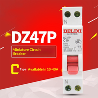 Disjoncteur miniature DZ47P domestique MCB 10A/16A/20A/25A/32A, interrupteur à air double entrée/double sortie AC 1500V basse tension