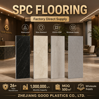 Rosa und Schlichte Weiße 6,5 mm Klick-Vinylböden aus Neuware, Gemusterte SPC-Vinylböden, Wasserfeste Hellbeige Steinoptik-Bodenfliesen