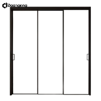 Porte coulissante en verre avec cadre en aluminium, double vitrage trempé, avec kit de rails pour patio, balcon, villa, taille personnalisée