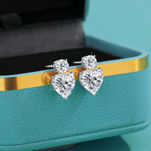 Joyería Clásica de Lujo, Pendientes de Plata de Ley 925 con Moissanita en Forma de Corazón de 3 Quilates VVS1 para Mujer - Product Image 4