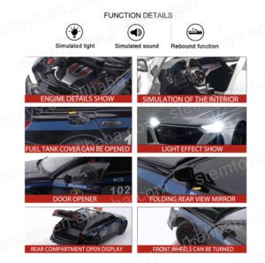 Modellino <span class=keywords><strong>Auto</strong></span> della Polizia Russa <span class=keywords><strong>Rs6</strong></span> in Scala 1:24, Modello in Metallo Pressofuso con Retrocarica, Luci e Suoni per Bambini - Product Image 6