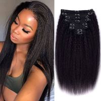 Extensions de cheveux humains lisses et bouclés à clipser, couleur naturelle, brésiliennes, 100% Remy, 120G, 8 pièces/ensemble, pour tête entière, fabriquées en Chine continentale