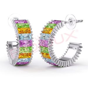 ELLEN Stainless Steel 22mm Gold Plated Trendy Hoop <b>Earrings</b> for Women Hypoallergenic <b>Studs</b> with <b>Crystals</b> for Parties - Product Image 1