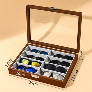 Caja <span class=keywords><strong>de</strong></span> Almacenamiento y Exhibición <span class=keywords><strong>de</strong></span> <span class=keywords><strong>Gafas</strong></span> <span class=keywords><strong>de</strong></span> Madera Sólida <span class=keywords><strong>de</strong></span> 8 Compartimentos con Tapa Abatible <span class=keywords><strong>de</strong></span> Una Capa, Color Nogal <span class=keywords><strong>de</strong></span> Alta Gama - Product Image 6