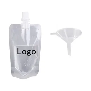 Custom printed logo drink nozzle bag vertical milk drink juice plastic packaging flat liquid bag pouches