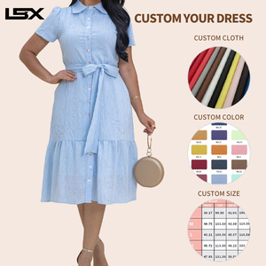 Custom ODM OEM Manufacturer Women's Summer Casual Short Sleeve Single Button Shirt <strong>Dress</strong> Striped Long Casual <strong>Dress</strong> - Product Image 2