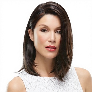 วิกผมสั้นตรงสีน้ำตาลดำ แบบแบ่งกลางศีรษะ ทรงบ๊อบ ผลิตจากเครื่องจักร ทนความร้อนสูง ขายตรงจากโรงงาน - Product Image 1