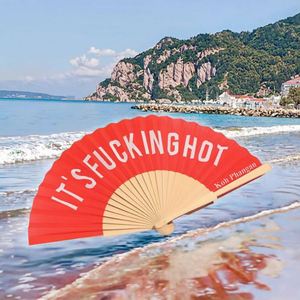 Abanico Plegable Personalizado de 23 cm, Hermoso Abanico de Madera para Baile al Aire Libre, Promocional, de Poliéster, Algodón y Bambú, con Diseño Pintado de Amor, en Oferta - Product Image 3