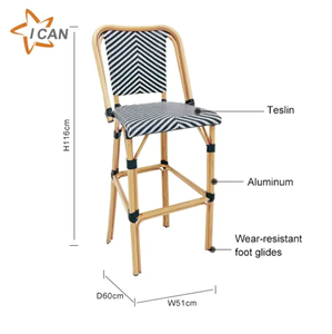 Tabouret haut de jardin tissé <span class=keywords><strong>parisien</strong></span> Salle à manger en plein air Restaurant Meubles Tabouret Chaises de <span class=keywords><strong>bar</strong></span> hautes - Product Image 2