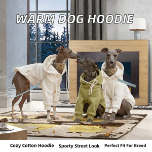 Sweat à capuche rembourré imperméable en coton uni pour <span class=keywords><strong>chien</strong></span>, idéal pour l'automne, l'hiver et le printemps, pour les lévriers italiens, les whippets et les salukis - Product Image 1