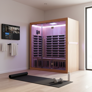 Cabine de sauna infrarouge lointain moderne pour 3-4 personnes avec ioniseur en bois de pruche pour la perte de poids et le soulagement de la douleur, utilisation intérieure pour salle de sport - Product Image 5