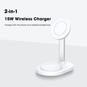 Беспроводная зарядная станция 2-в-1 с быстрой зарядкой 15 Вт для <span class=keywords><strong>iPhone</strong></span> 15, 14, Apple Watch и AirPods - Product Image 5
