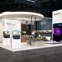 Stand d'exposition rapide sur mesure pour salon professionnel - Stand de mode 20x20 avec mur arrière, étagères et arche