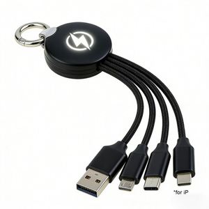 3-In-1 Multi-Function Fast Charging Keychain Usb <b>Charger</b> Cable With Led Luminous Logo Wholesale Custom Promotional Gifts - Product Image 1