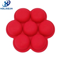 Moule à glaçons 3D à 7 cavités, couleur personnalisée, facile à démouler, résistant à la chaleur, sans BPA, en silicone rond, pour biscuits, bonbons, chocolat